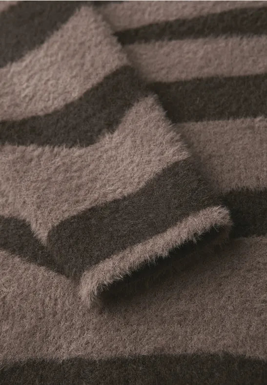 Street One fluffy turtle neck jumper in Brown Zebra Print