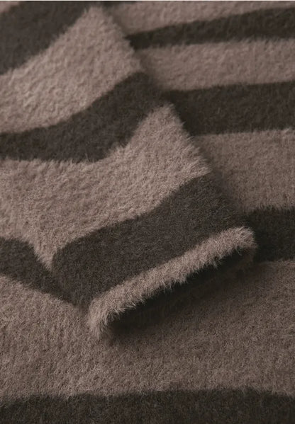 Street One fluffy turtle neck jumper in Brown Zebra Print