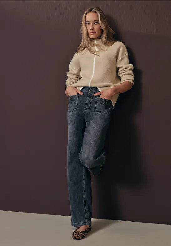 Street One Supersoft cotton blend jumper with contrast details 303554