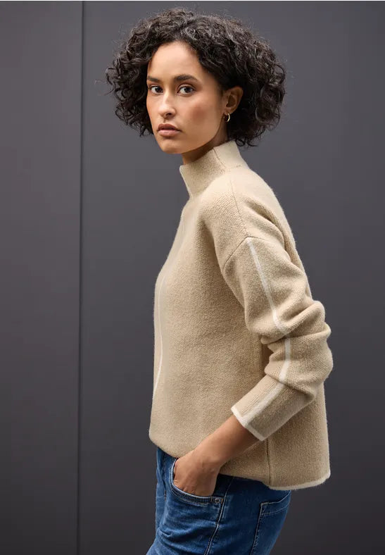 Street One Supersoft cotton blend jumper with contrast details 303554