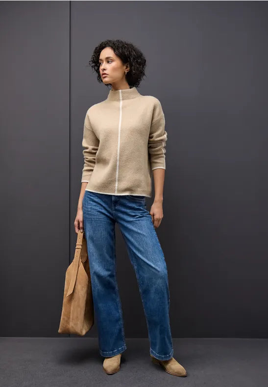 Street One Supersoft cotton blend jumper with contrast details 303554