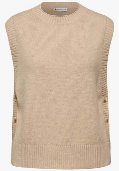 Street One Sleeveless knit with button detail in Beige 303557