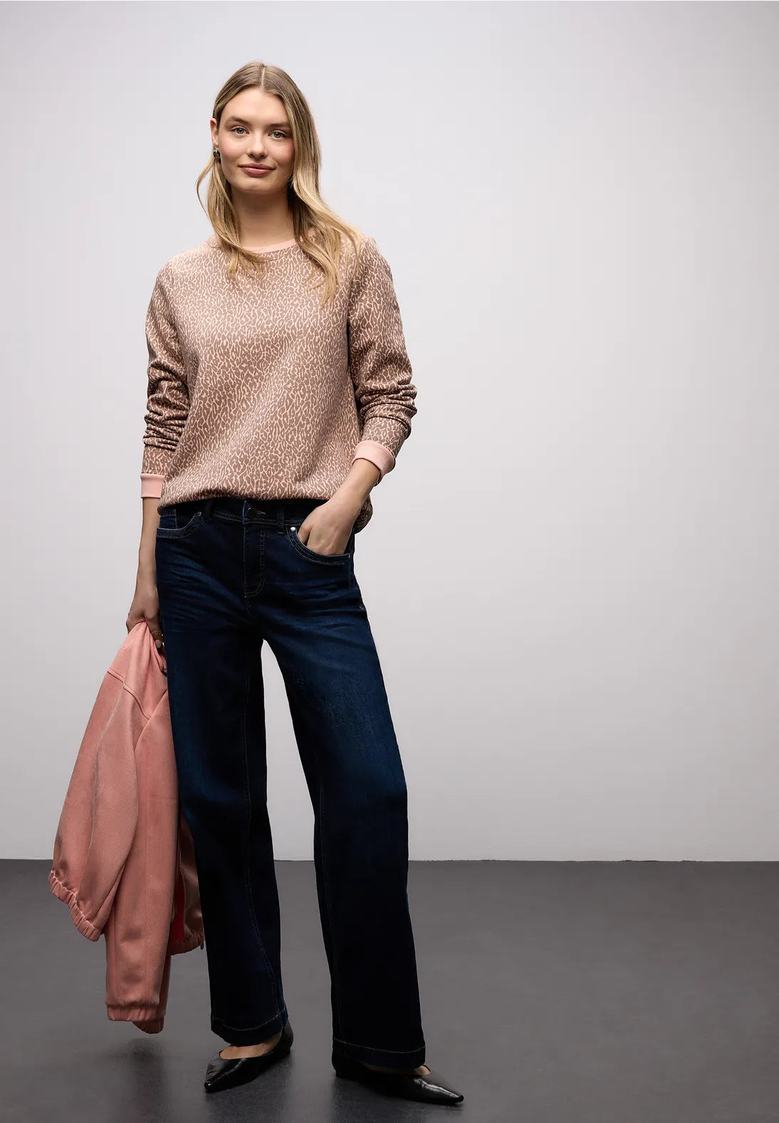 Street One Apricot print sewatshirt with drawstring 303762