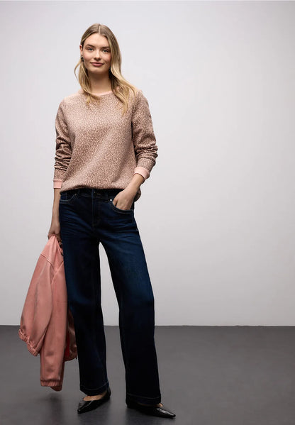 Street One Apricot print sewatshirt with drawstring 303762