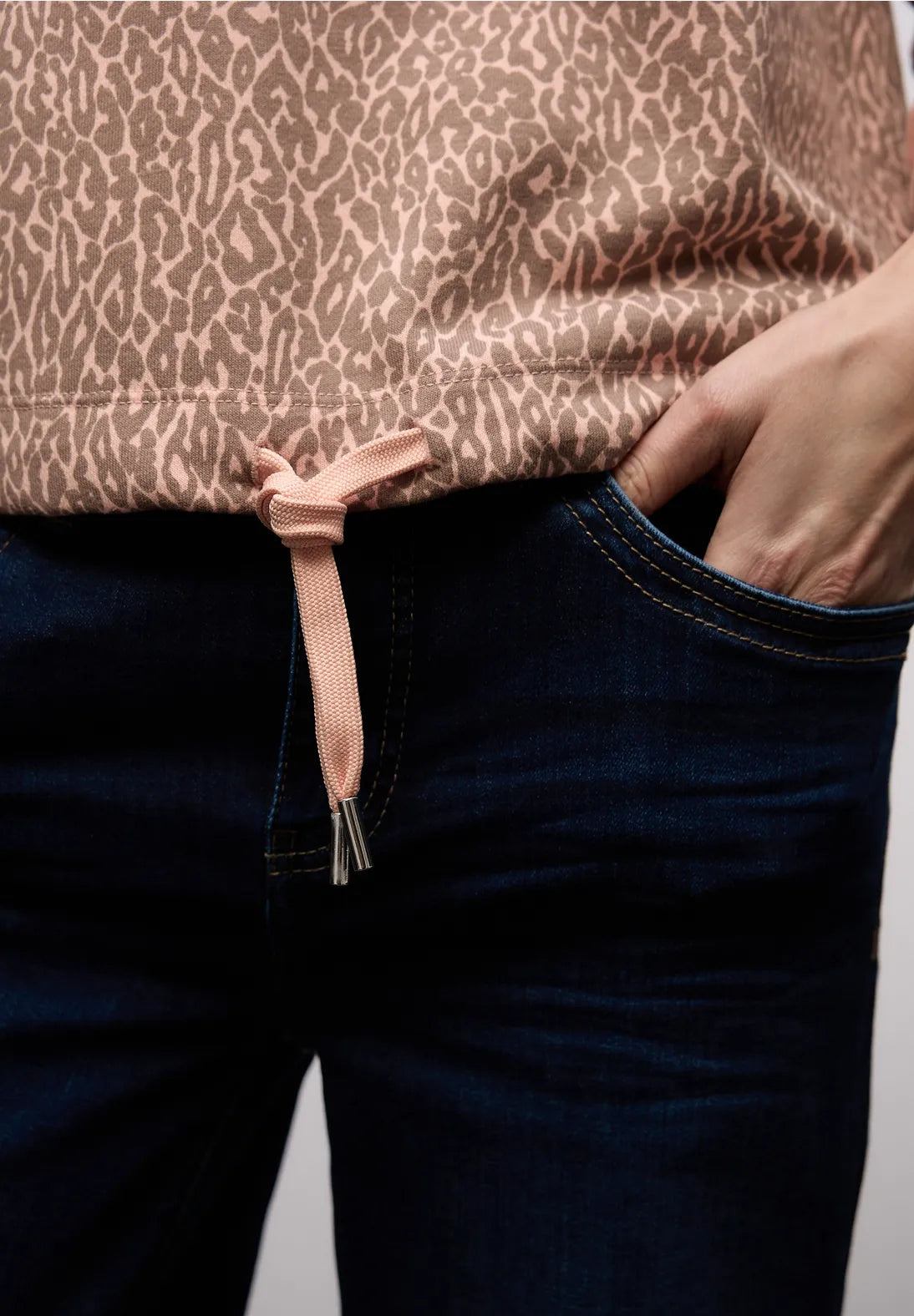 Street One Apricot print sewatshirt with drawstring 303762