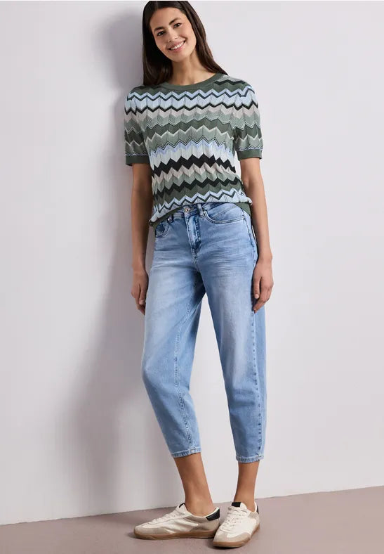 Street One short sleeved knit with zig zag print 303872