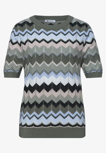 Street One short sleeved knit with zig zag print 303872