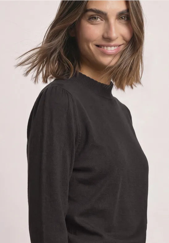 Street One Fine Knit Turtle neck Jumper with Scalloped edge  304154