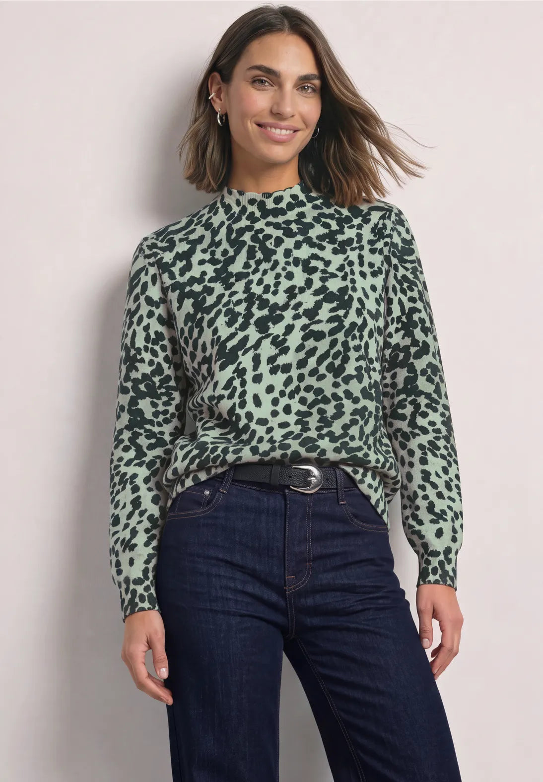 Street One Turtleneck sweater with leopard print 304156