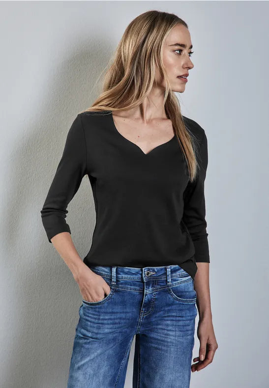 Ada Cotton Top 3/4 sleeve with Sweetheart Neckline. All Colours