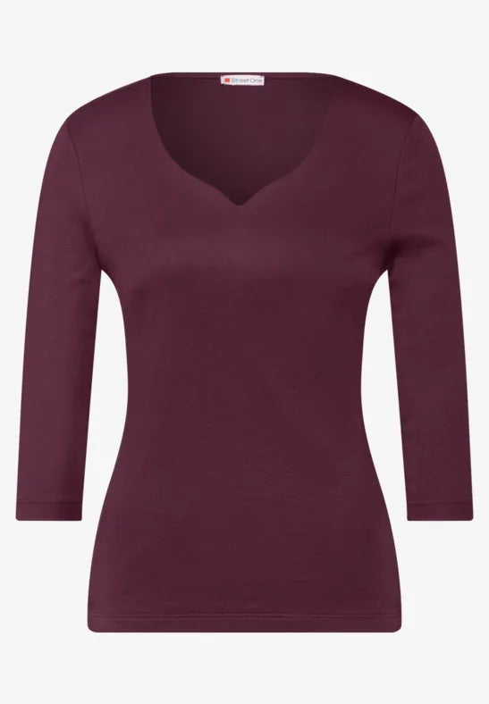 Ada Cotton Top 3/4 sleeve with Sweetheart Neckline. All Colours