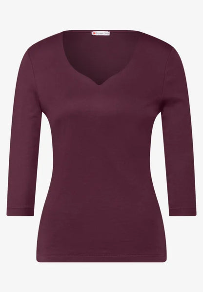 Ada Cotton Top 3/4 sleeve with Sweetheart Neckline. All Colours