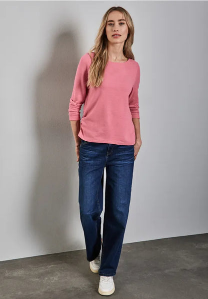 Street one Cosy knit with ruched sides in sand or coral 322783