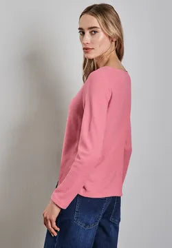 Street one Cosy knit with ruched sides in sand or coral 322783