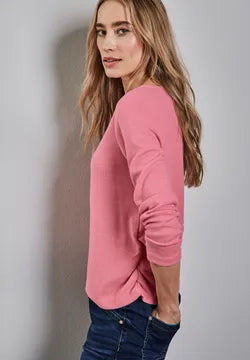 Street one Cosy knit with ruched sides in sand or coral 322783
