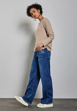 Street one Cosy knit with ruched sides in sand or coral 322783