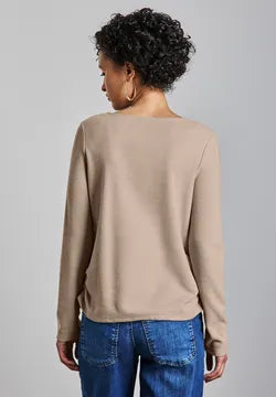 Street one Cosy knit with ruched sides in sand or coral 322783