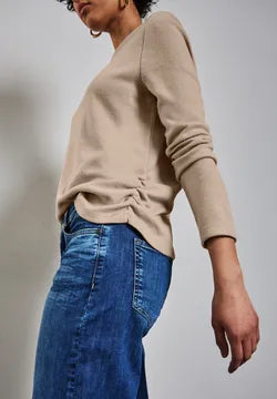 Street one Cosy knit with ruched sides in sand or coral 322783