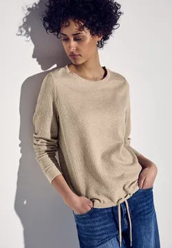 Street One Textured jumper with full sleeve and drawstring 322929