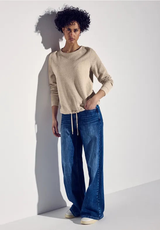 Street One Textured jumper with full sleeve and drawstring 322929