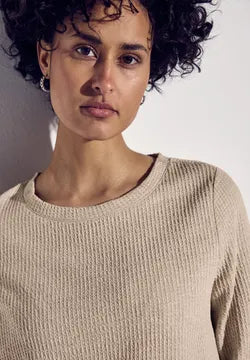 Street One Textured jumper with full sleeve and drawstring 322929