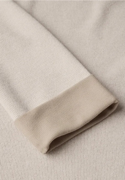 Street One Super Soft round neck jumper with contrast cuff detail in green or beige 22932
