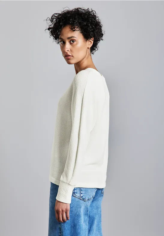 Street One Textured v neck top with long sleeve  322950