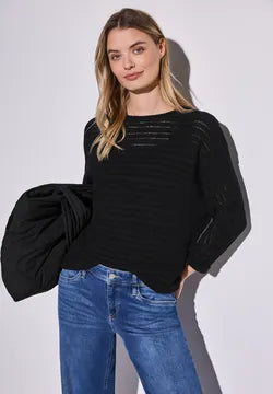 Street One loose weave summer knit in black or white 323140