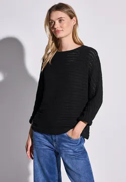 Street One loose weave summer knit in black or white 323140