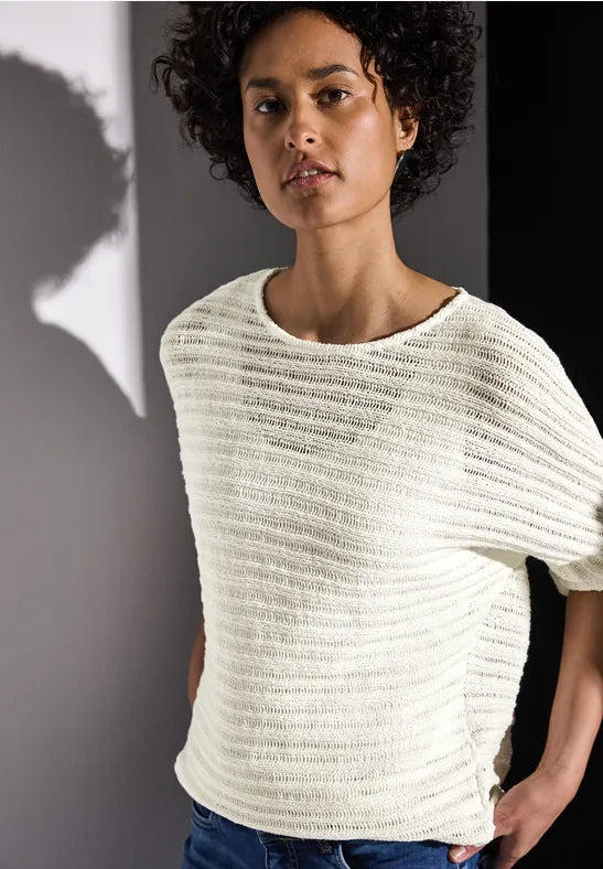 Street One loose weave summer knit in black or white 323140