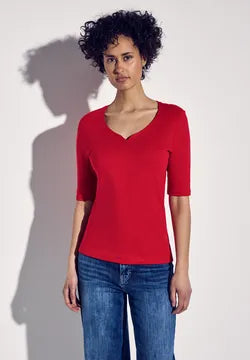 Street One Ada top with double layer and sweetheart neckline 323163