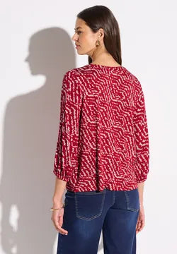 Street One jersey printed shirt in red and beige print 323169 Red