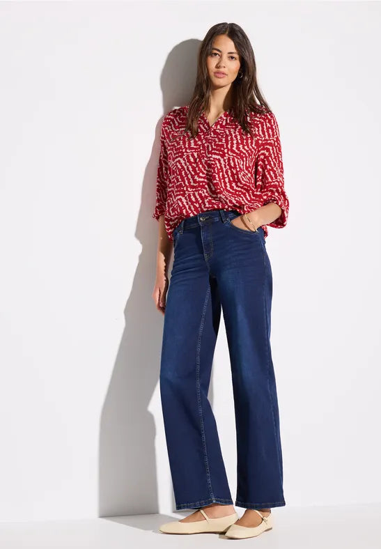 Street One jersey printed shirt in red and beige print 323169 Red