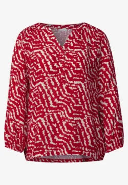 Street One jersey printed shirt in red and beige print 323169 Red