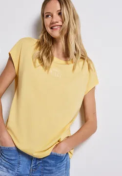 Street One Cotton T Shirt in Lemon 323581
