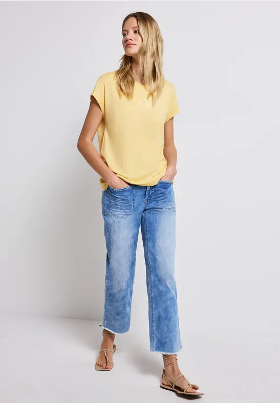 Street One Cotton T Shirt in Lemon 323581