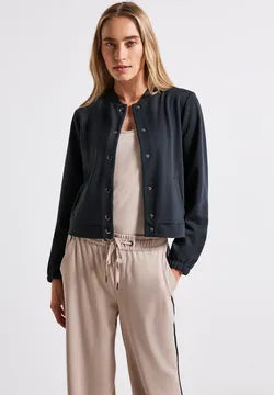 Street One lux short jacket in soft fabric navy  323727