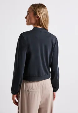 Street One lux short jacket in soft fabric navy  323727
