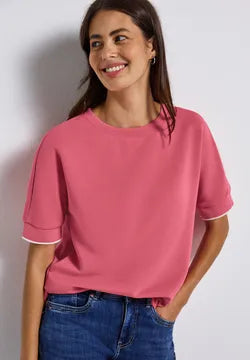 Street One Silk look sweatshirt in Coral 323881
