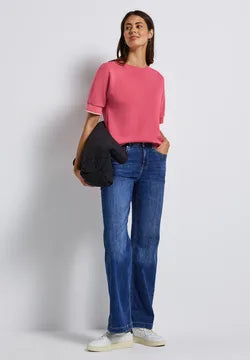 Street One Silk look sweatshirt in Coral 323881