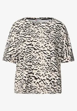 Street One Printed T Shirt in Brown and Black Print  323903