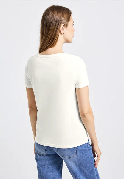 Street One Artwork t Shirt with turn up sleeve detail; 323910