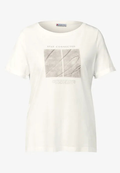 Street One Artwork t Shirt with turn up sleeve detail; 323910