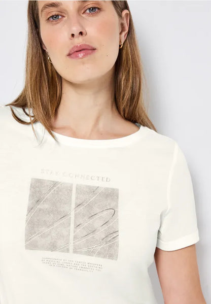 Street One Artwork t Shirt with turn up sleeve detail; 323910