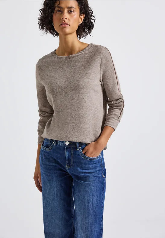 Street One melange knit with sleeve tape detail  324013