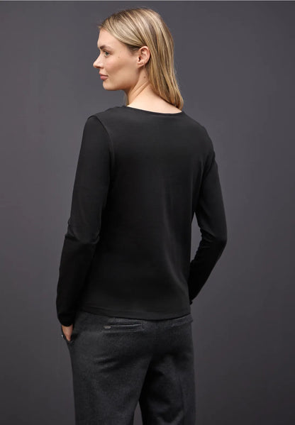 Street One Black Long Sleeve top with Mesh insert 324277