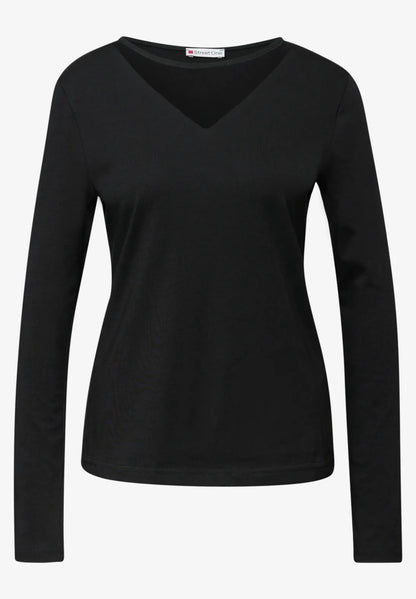 Street One Black Long Sleeve top with Mesh insert 324277