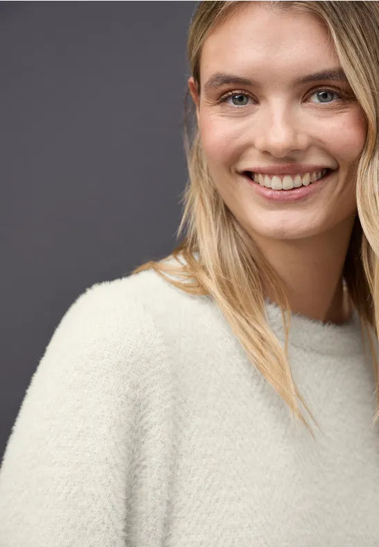 Cecil feather yarn jumper with silver lurex zig zag pattern 324282