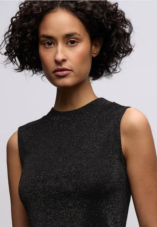 Street One Sleeveless turtleneck with lurex. Black or Champagne 324288