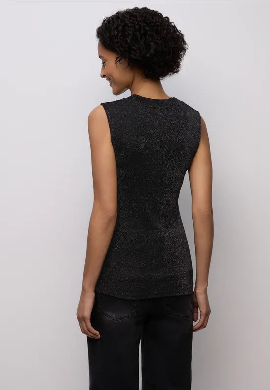 Street One Sleeveless turtleneck with lurex. Black or Champagne 324288